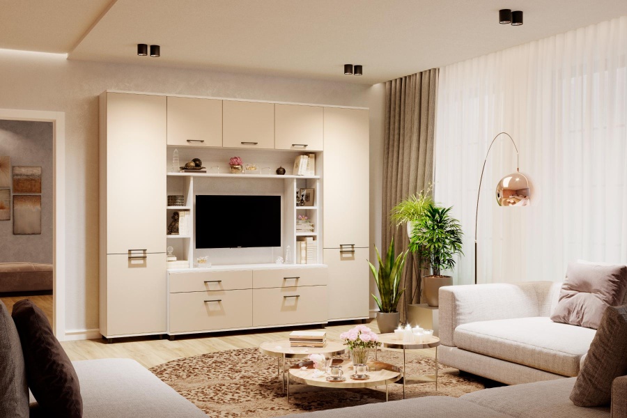 Гостиная Грейс №7 Снежный Ясень + Кашемир матовый